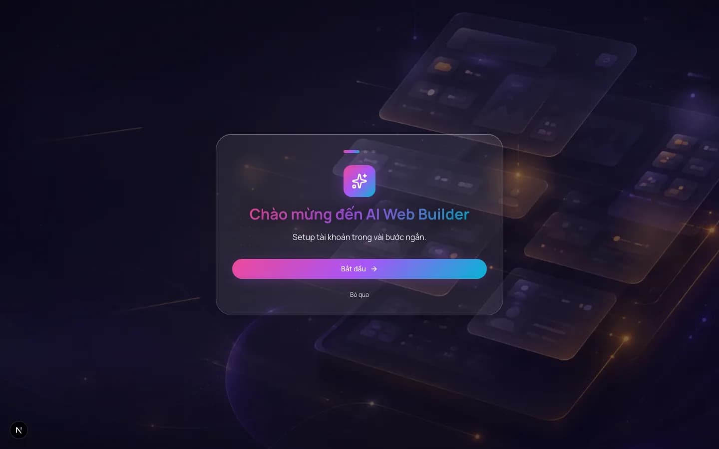 Bước chào mừng của onboarding